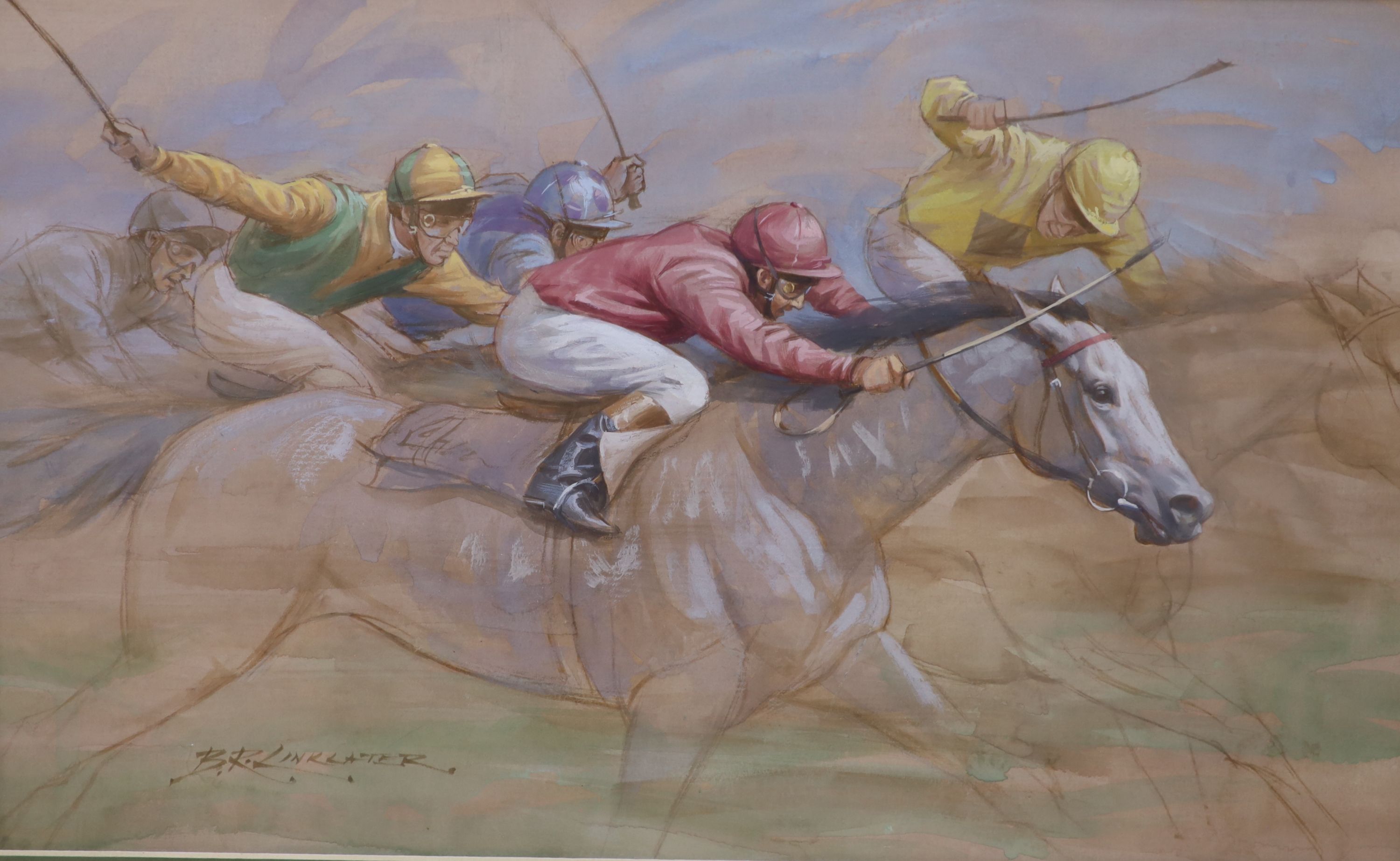 Barrie R. Linklater (b. 1931), watercolour, ‘The Grey’s Coming Through Now’, signed, 24 x 39cm, , 38 x 23cm
